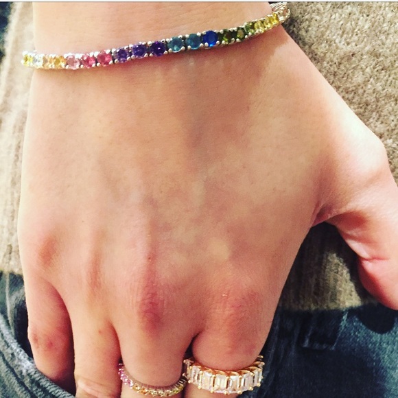 Rose Gold White Stone Eternity Band Ring - Picture 5 of 8